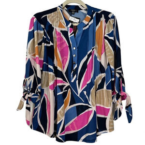 COCOMO PM Vibrant Multi Color 3/4Th Sleeves Top BNWT